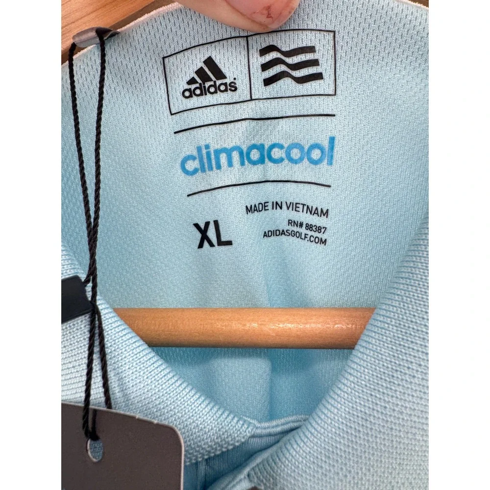 adidas ClimaCool Golf Polo Shirt Mens XL Ice Blue Performance Athletic Golf